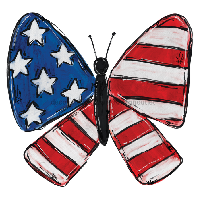 Butterfly Door Hanger Patriotic Wood Sign Decoe-W-131 22