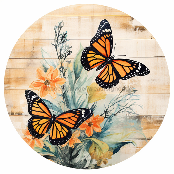 Butterfly Sign Floral Dco-00846 For Wreath 10 Round Metal
