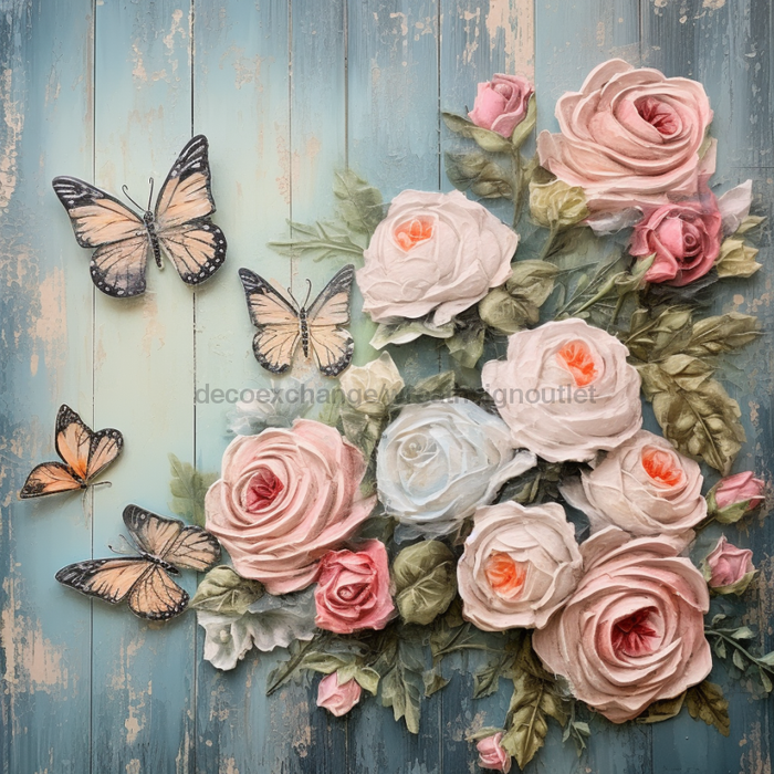 Butterfly Sign Pink Floral Dco-01004 For Wreath 10X10 Metal