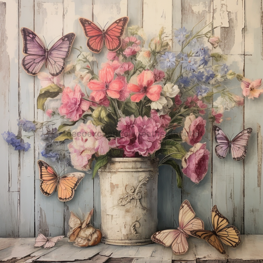 Butterfly Sign Pink Floral Dco-01006 For Wreath 10X10 Metal