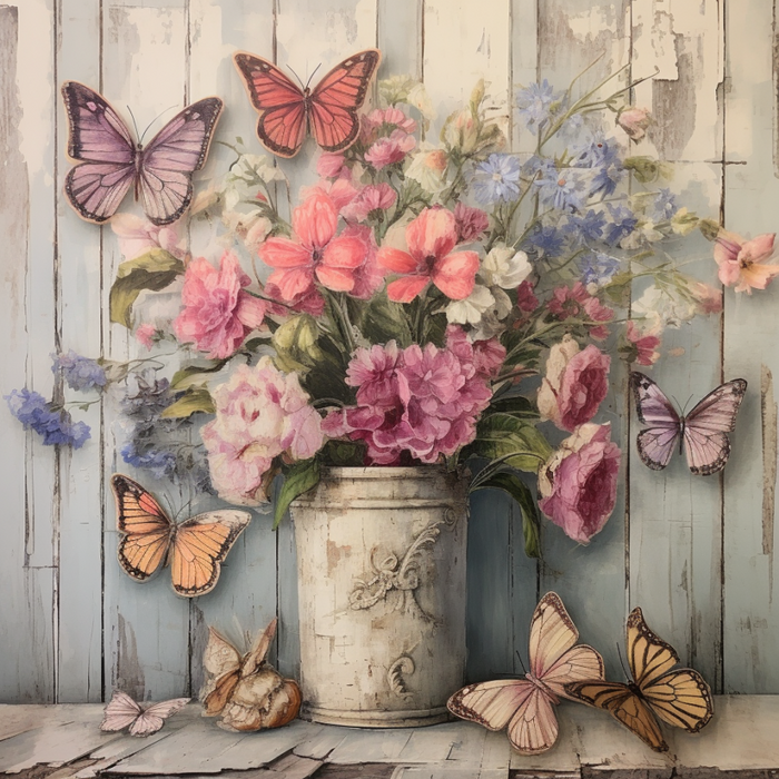 Butterfly Sign Pink Floral Dco-01007 For Wreath 10X10 Metal