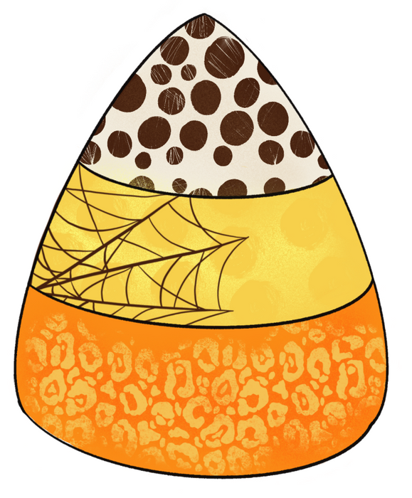Candy Corn with Leopard Print, wood sign, DECOE-W-005 - DecoExchange®