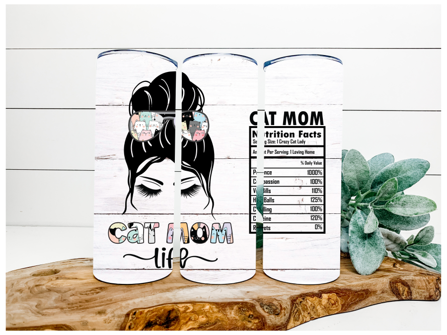 Cat Mom Tumbler 20 oz Skinny Tumbler DECOETUMBLER-150 - DecoExchange