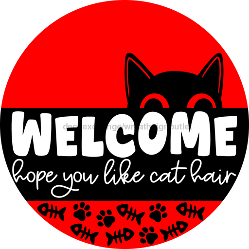 Cat Sign, DCO-102772-DH, Sign For Wreath, 18" Door Hanger