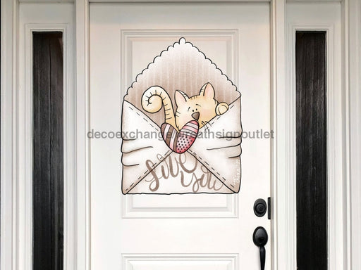 Cat Sign Love Valentines Day Wood Sign Door Hanger Decoe-W-343 22