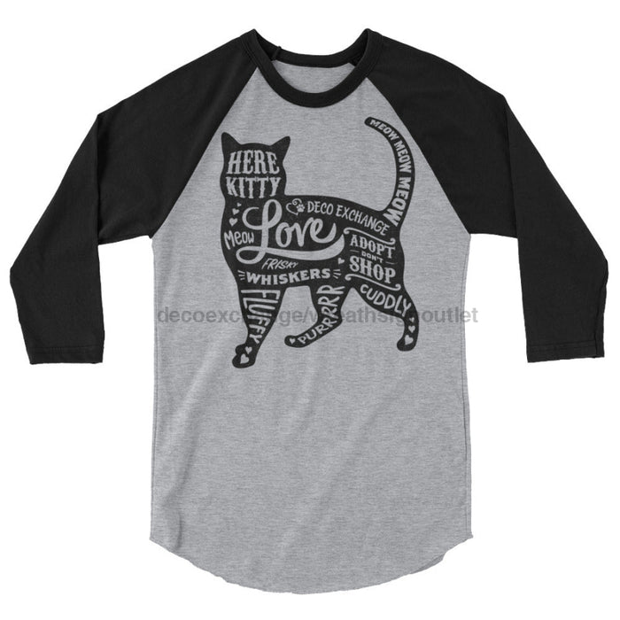 Cat Silhouette - Unisex 3/4 sleeve raglan shirt - DecoExchange - DecoExchange