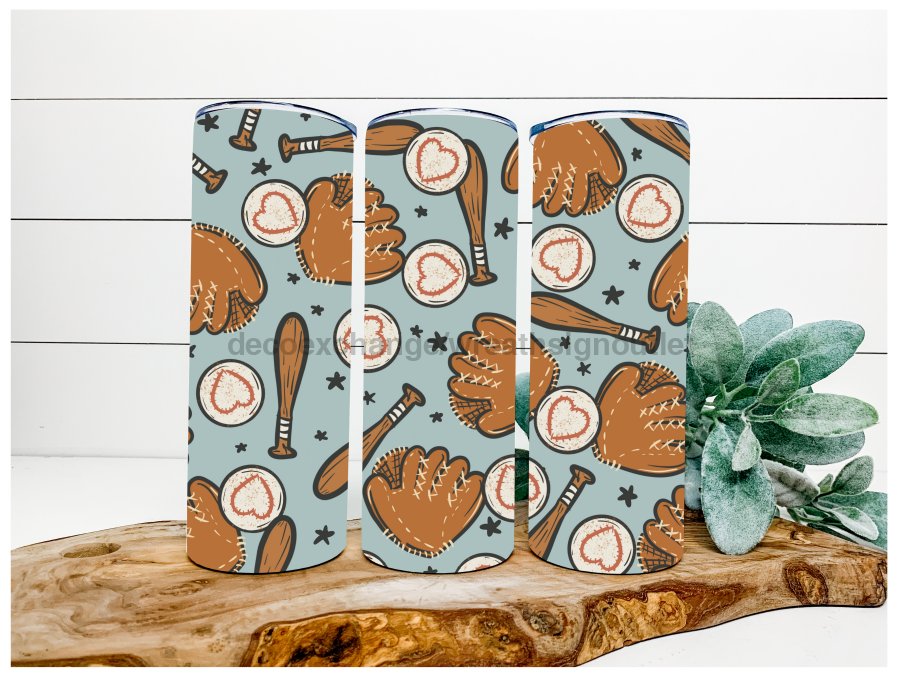 Catching Feelings Baseball 20 oz Skinny Tumbler DECOETUMBLER-066 - DecoExchange