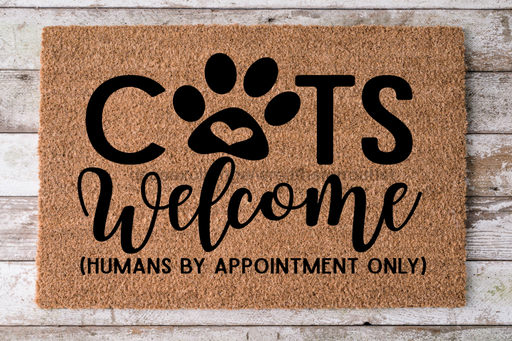 Cats Welcome People Tolerated - Cat Door Mat - 30x18" Coir Door Mat - DECOE-CM-012 - DecoExchange