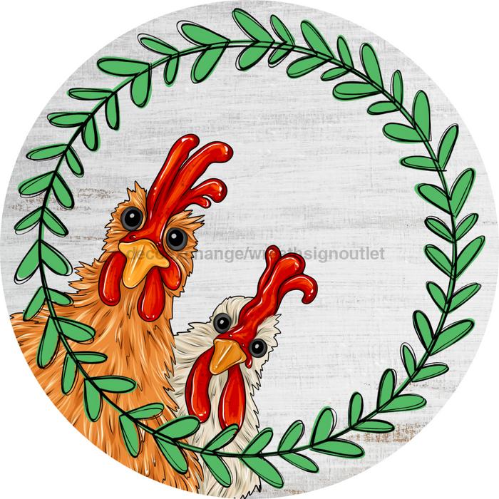 Chicken Door Hanger Funny Dco-01191-Dh 18 Round Wood