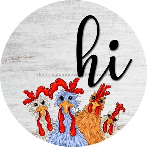 Chicken Door Hanger Funny Dco-01193-Dh 18 Round Wood