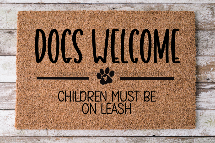 Children On Leash - Funny Dog Door Mat - 30x18" Coir Door Mat - DECOE-CM-055 - DecoExchange