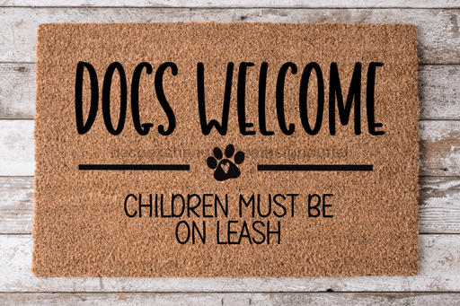 Children On Leash - Funny Dog Door Mat - 30x18" Coir Door Mat - DECOE-CM-055 - DecoExchange