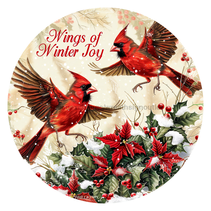 Christmas Cardinals, DCO-102646-D, Sign For Wreath, 18" Door Hanger