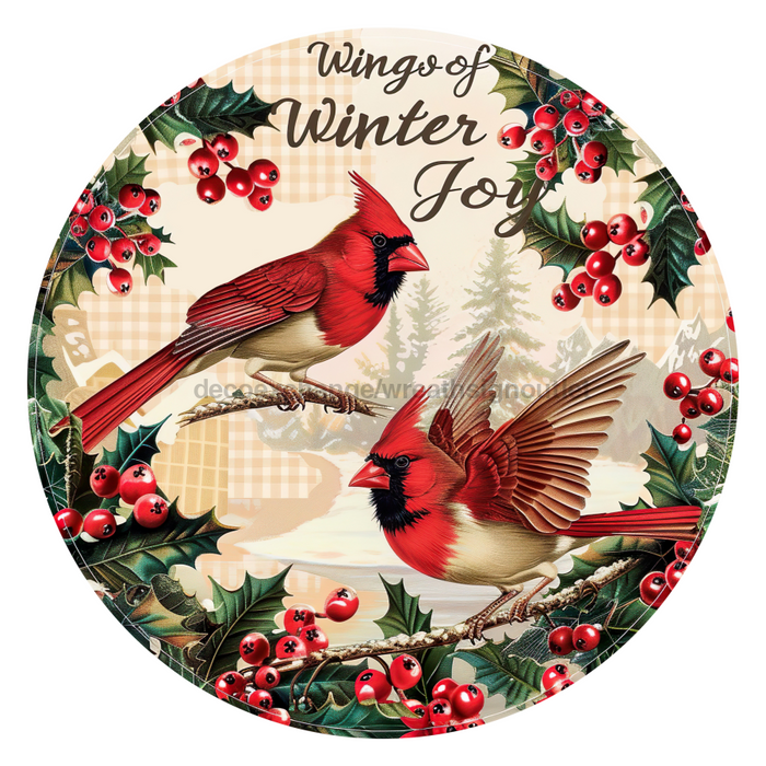 Christmas Cardinals, DCO-102647-D, Sign For Wreath, 18" Door Hanger