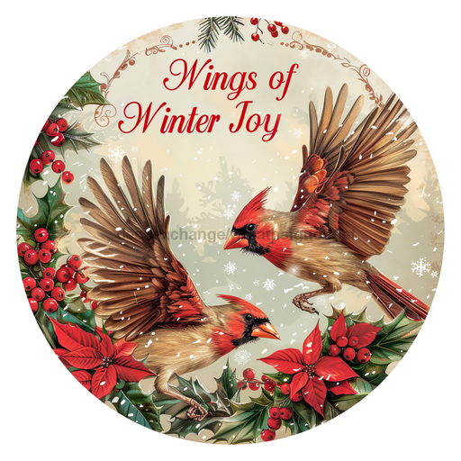 Christmas Cardinals, DCO-102651-D, Sign For Wreath, 10" Wood Sign
