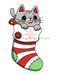 Christmas Cat in Stocking, wood sign, DECOE-W-904796-DH, 22" Door Hanger