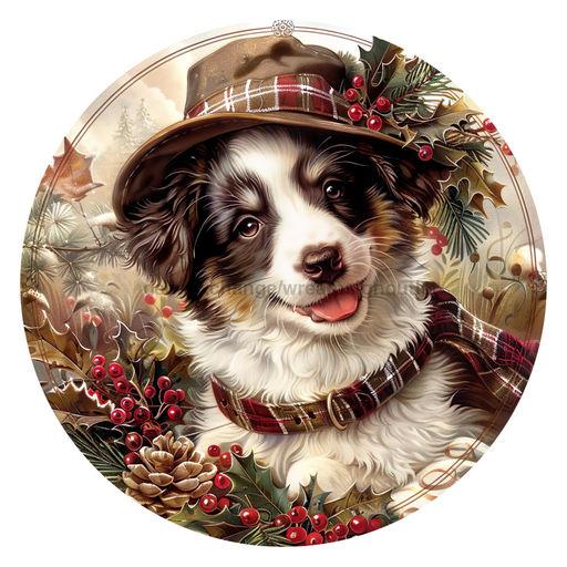 Christmas Dog, DCO-102721-D, Sign For Wreath, 18" Door Hanger