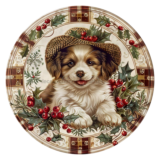 Christmas Dog, DCO-102724-D, Sign For Wreath, 18" Door Hanger