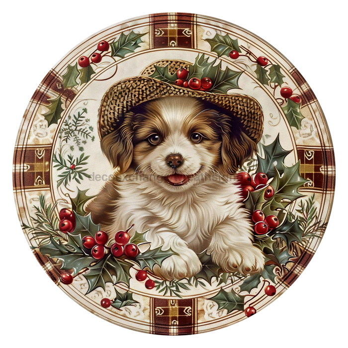 Christmas Dog, DCO-102724-D, Sign For Wreath, 18" Door Hanger