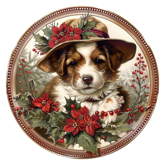 Christmas Dog, DCO-102728-D, Sign For Wreath, 18" Door Hanger