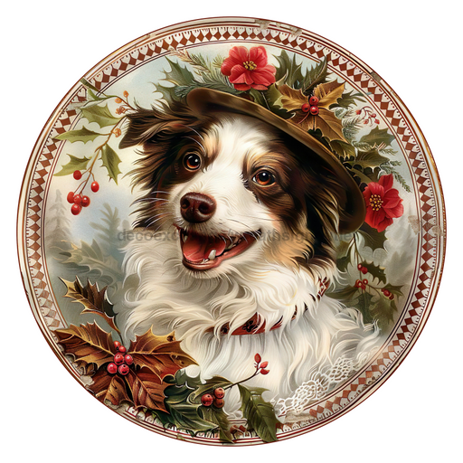 Christmas Dog, DCO-102730-D, Sign For Wreath, 18" Door Hanger