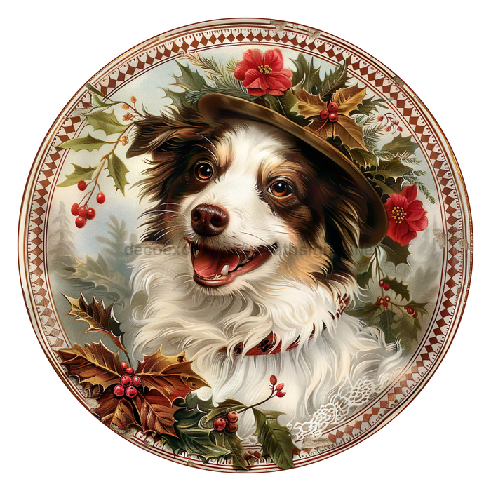 Christmas Dog, DCO-102730-D, Sign For Wreath, 18" Door Hanger