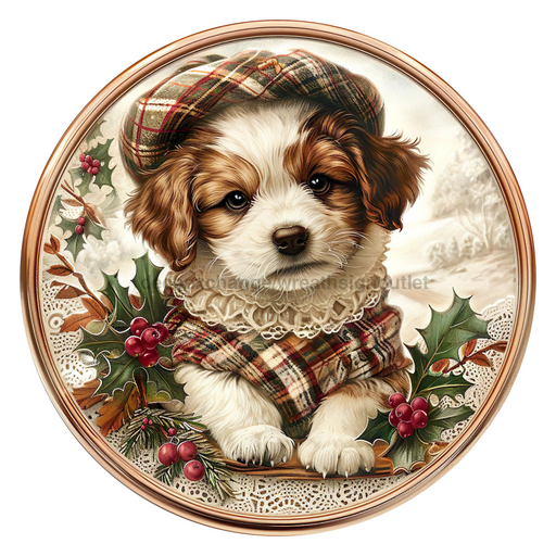 Christmas Dog, DCO-102731-D, Sign For Wreath, 18" Door Hanger