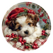 Christmas Dog, DCO-102737-D, Sign For Wreath, 10" Wood Sign