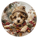 Christmas Dog, DCO-102742, Sign For Wreath, 10" Metal Sign
