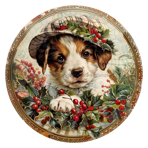 Christmas Dog, DCO-102744-D, Sign For Wreath, 18" Door Hanger