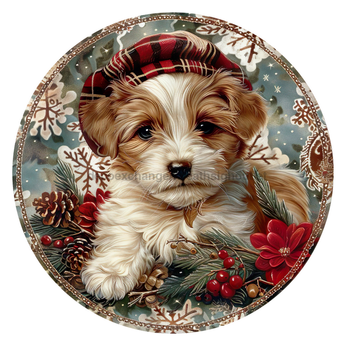 Christmas Dog, DCO-102745-D, Sign For Wreath, 18" Door Hanger