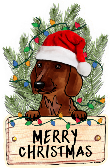 Christmas Dog Sign Wood Sign Door Hanger Decoe-W-446 22