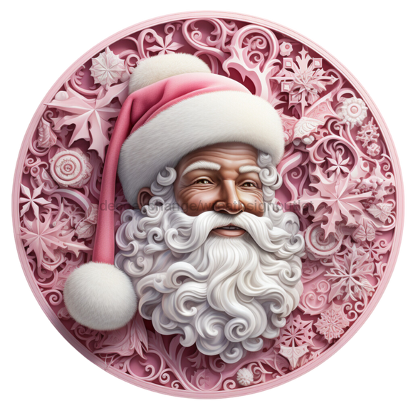 Christmas Door Hanger, Pink Santa, DECOE-4659, Sign For Wreath, 18