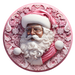 Christmas Door Hanger, Pink Santa, DECOE-4661, Sign For Wreath, 18" Wood Round - DecoExchange®