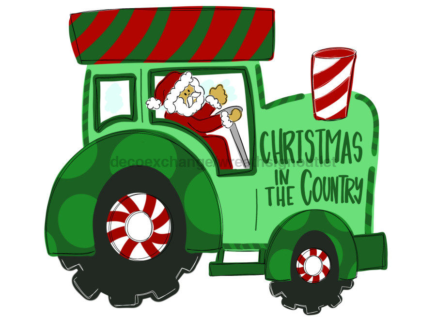 Christmas Door Hanger Tractor Decoe-W-903718 22’ Wood