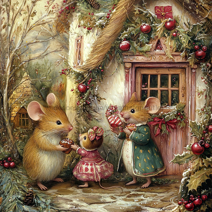 Christmas Mouse Sign, DCO-102448, Sign For Wreath, 10x10in Metal Sign