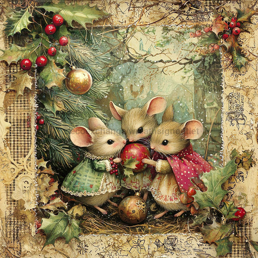 Christmas Mouse Sign, DCO-102454, Sign For Wreath, 10x10in Metal Sign