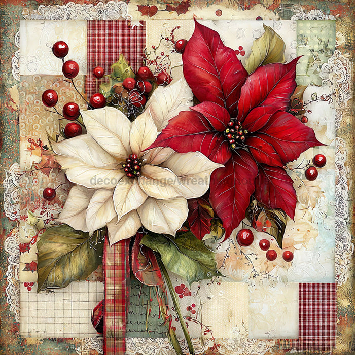 Christmas Poinsettia, DCO-102224, Sign For Wreath, 10x10in Metal Sign