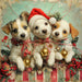 Christmas Puppies Sign, DCO-102426, Sign For Wreath, 10x10in Metal Sign