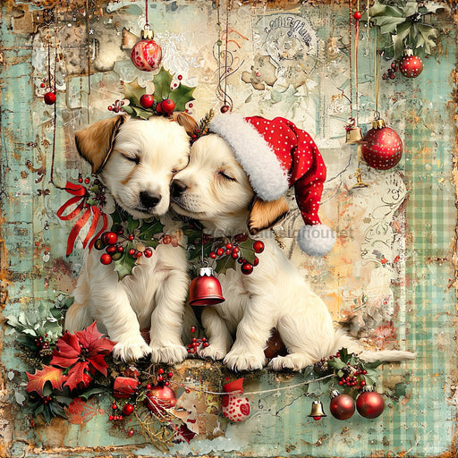 Christmas Puppies Sign, DCO-102442, Sign For Wreath, 10x10in Metal Sign
