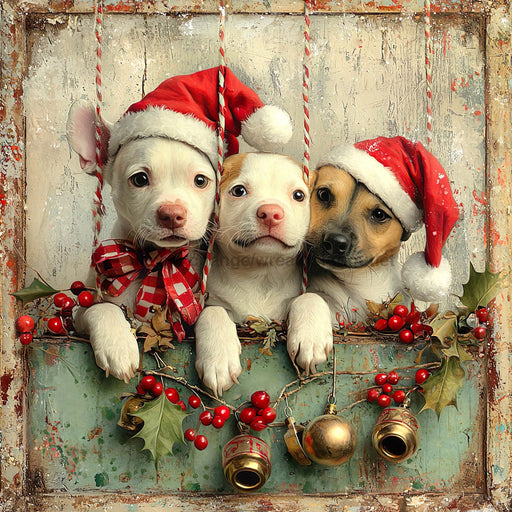 Christmas Puppies Sign, DCO-102443, Sign For Wreath, 10x10in Metal Sign
