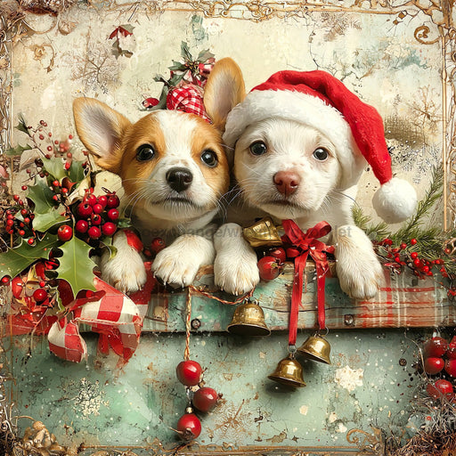 Christmas Puppies Sign, DCO-102444, Sign For Wreath, 10x10in Metal Sign