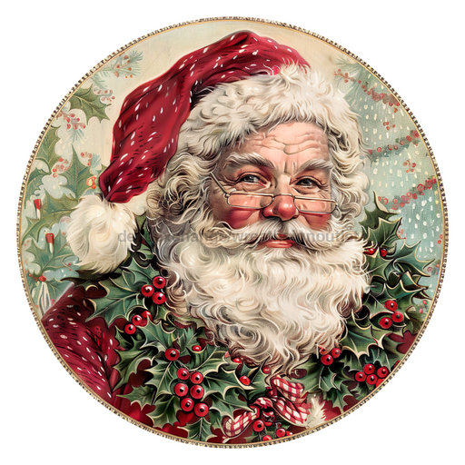 Christmas Santa, DCO-102674, Sign For Wreath, 10" Metal Sign