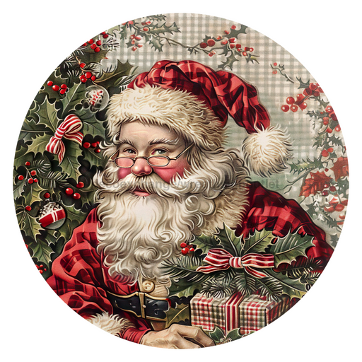 Christmas Santa, DCO-102679, Sign For Wreath, 10" Metal Sign