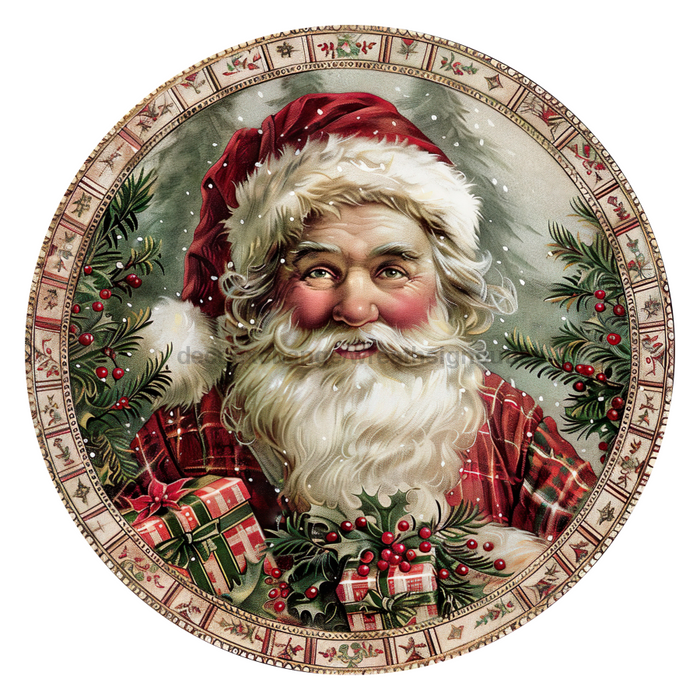 Christmas Santa, DCO-102684-D, Sign For Wreath, 10" Wood Sign
