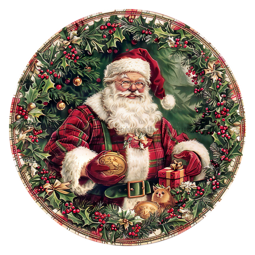 Christmas Santa, DCO-102688, Sign For Wreath, 10" Metal Sign