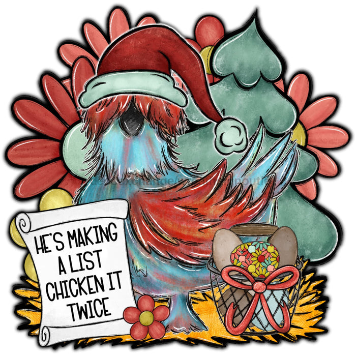 Christmas Sign Chicken Retro Wood Sign Decoe-W-903408 22 Door Hanger