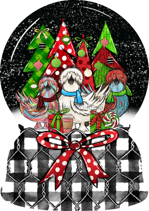 Christmas Sign, Christmas Chickens, wood sign, DECOE-W-902, 22" Door Hanger - DecoExchange®