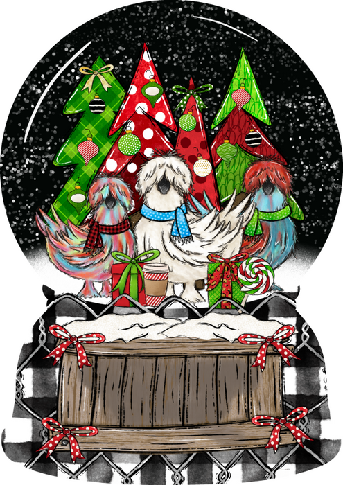 Christmas Sign, Christmas Chickens, wood sign, DECOE-W-903, 22" Door Hanger - DecoExchange®