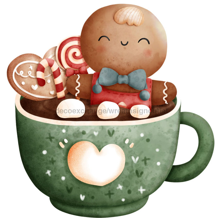 Christmas Sign Gingerbread Mug Wood Sign Decoe-W-903425 22 Door Hanger